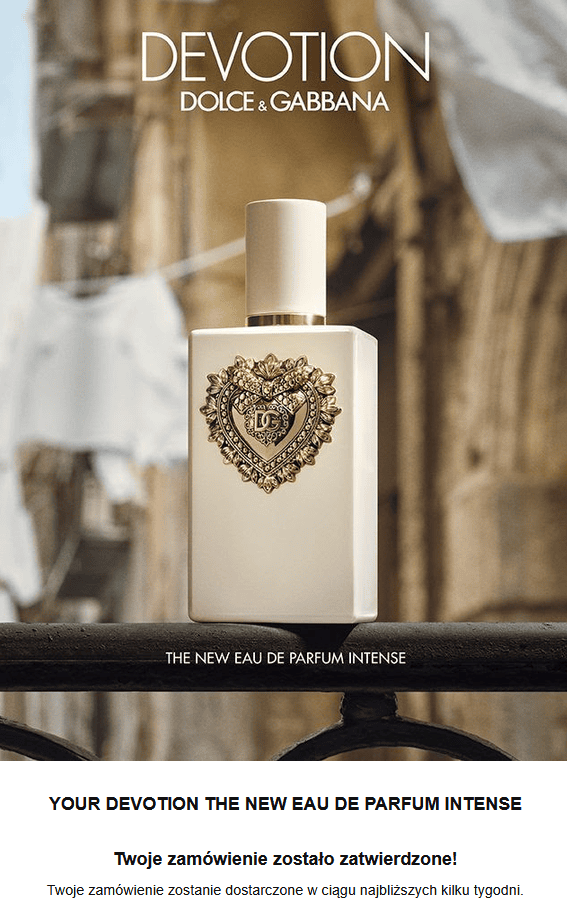 sopost e-mail darmowa probka dolce gabbana devotion potwierdzenie